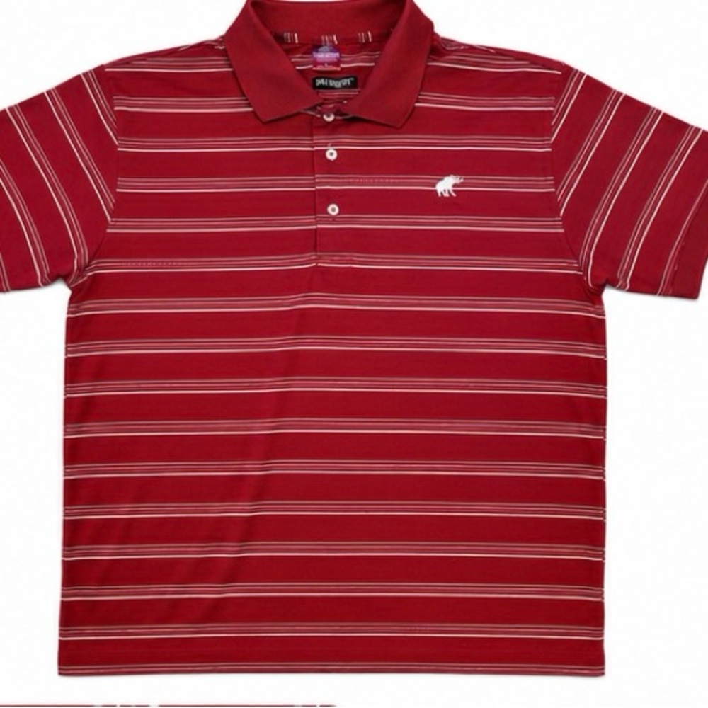 Alabama Tuskwear Red Striped Polo with Contrast Logo